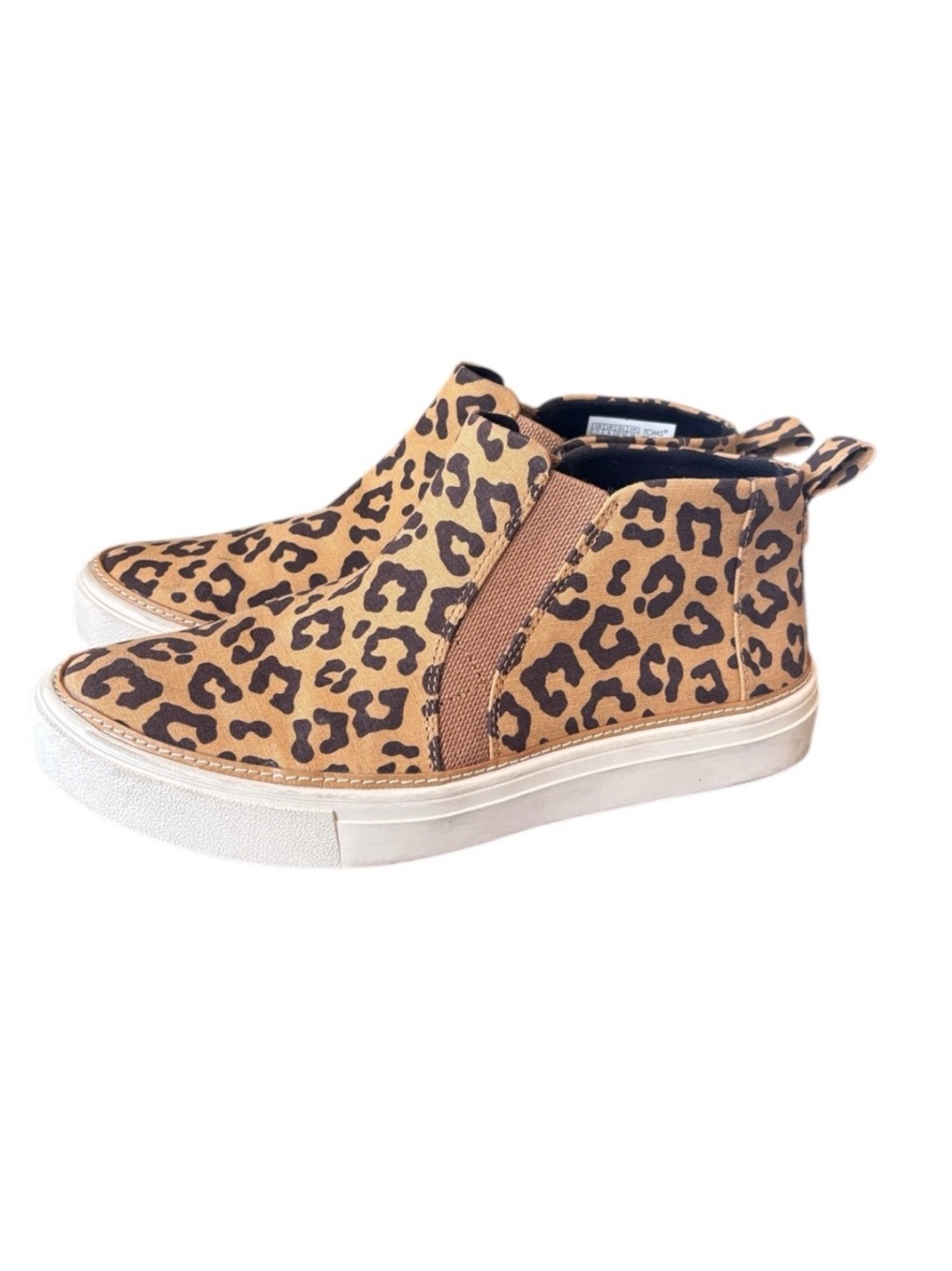 Toms Bryce Doe Leopard Print Canvas‎ High Top Slip On Sneaker Ortholite Size 7